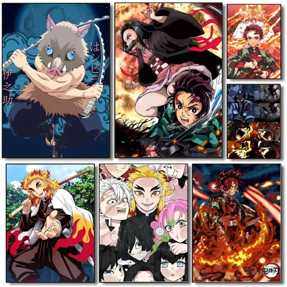1PC Demon Slayer Kimetsu no Yaiba plagát papier tlač Domov obývacia izba spálňa vstupný bar