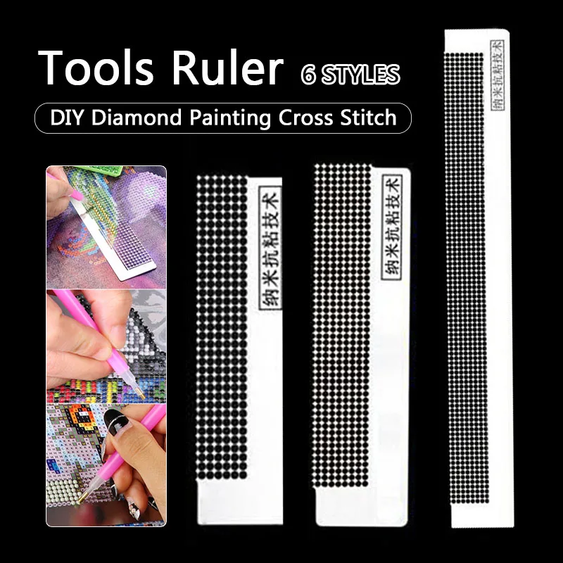 1PC Diamond Painting Net pravítko vŕtačka Vŕtačka vŕtačka Vŕtačka nástroja Číslo pravítka DIY Pravítko Diamond maľovanie na vyšívanie nástrojov