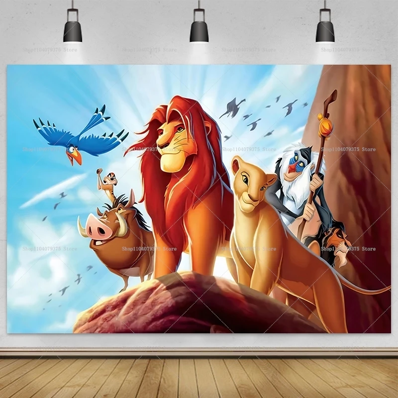 1pc Disney Lion King King's Birthday Birthday Backdrop Boy Girl Birthday Party Photography rekvizity pre bábätká dekorácia Banner
