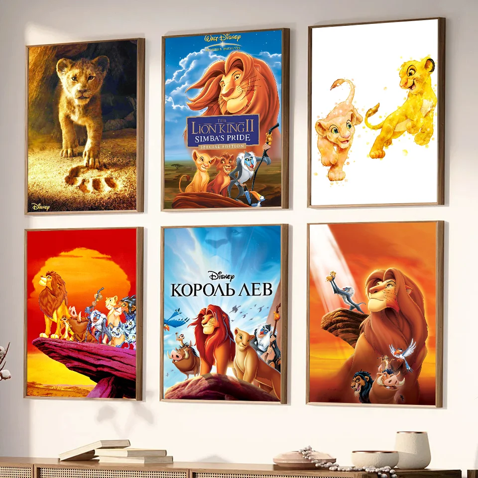 1PC Disney Lion King Plagery STRACKERS ART WALL MALÁR DECORE HERBA ROBLE DARKY