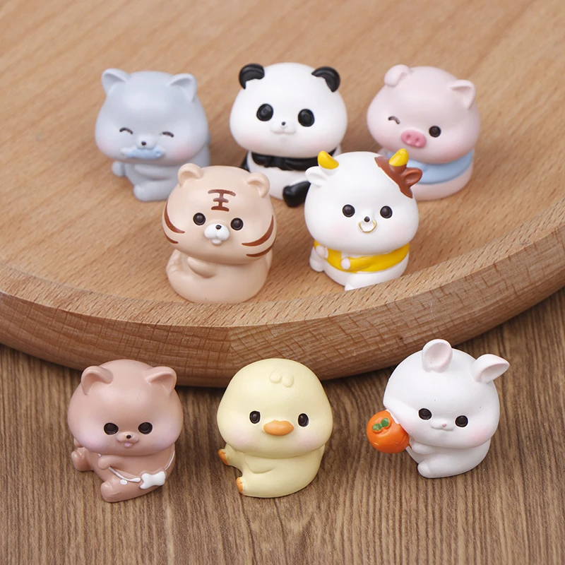 1PC DIY ACTIONS Darčekové figúrky Miniatúry roztomilý Tiger Tiger Panda Rabbit Animals Micro Krajinné ozdoby pre domácu dekoráciu