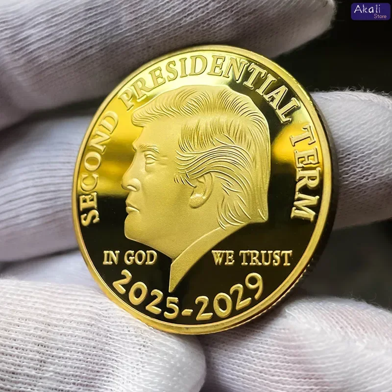 1PC Donald Trump Pamätné zlaté mince 2025-2029 Prezidentský termín Zlatý zbera