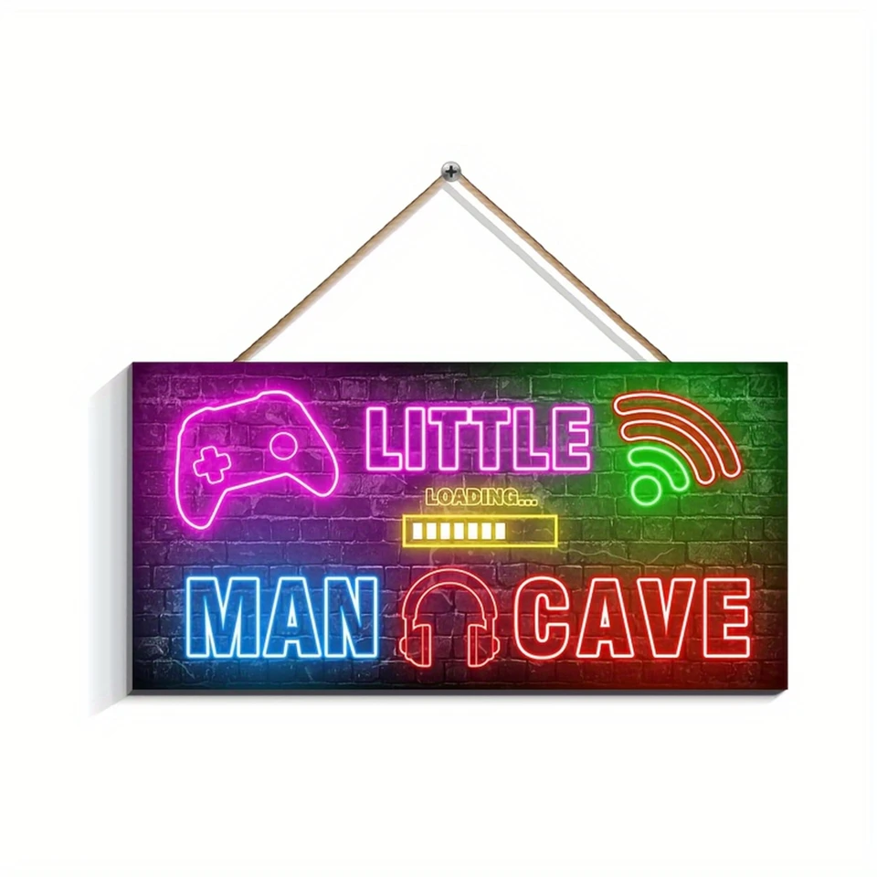 1PC Drevené hry Life Neon Color Print Sign Ovládač hry Drevená značka Gamer Room Recore