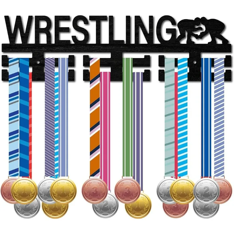 1pc drevené zápasové medaily držiak na medailu Sport Medal Geter Displej Medal Rack Rack Rack namontovaný nad 30. medailu