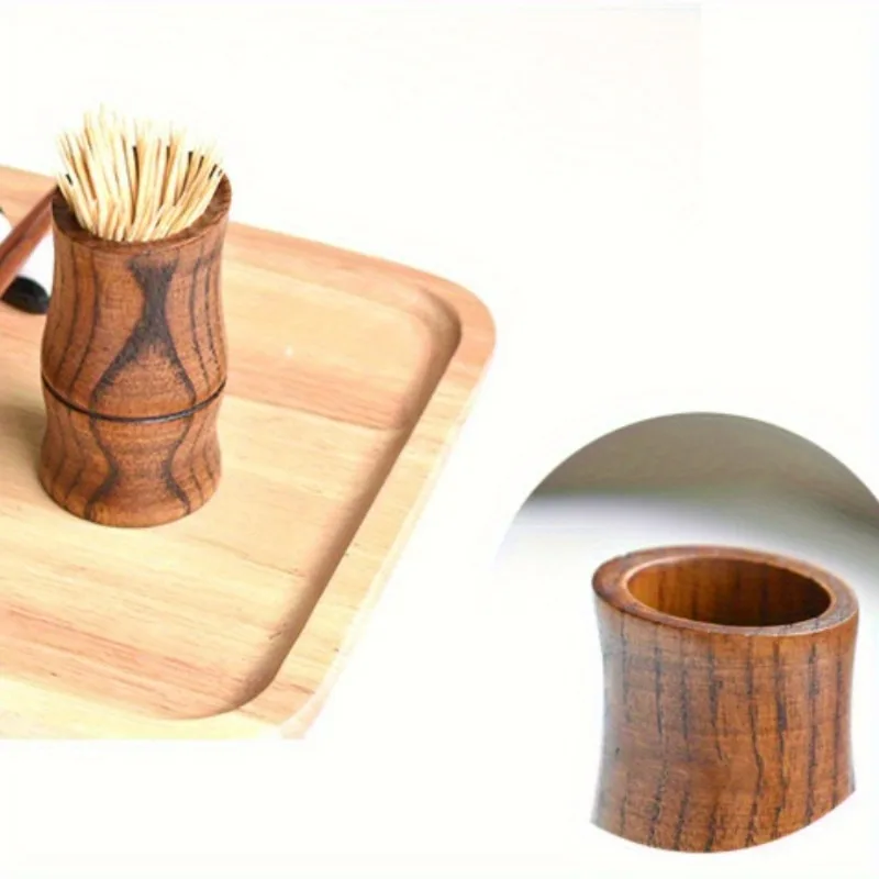 1PC Drevené špáradlo Storage Box Cylinder Držiak zubov Držiak Domáca kuchyňa Doplnky Doplnky