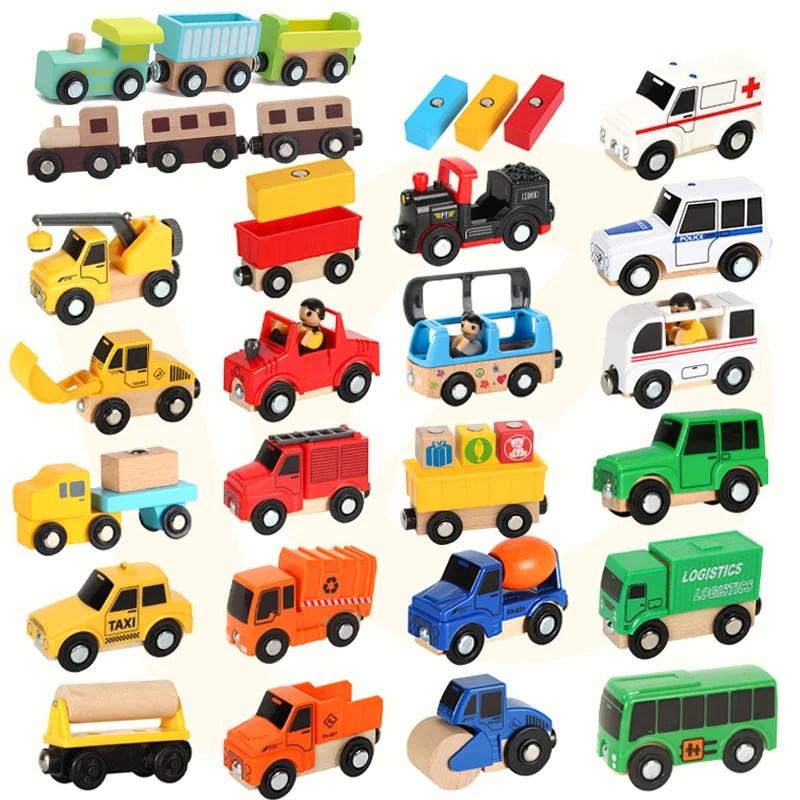 1PC Drevený magnetický vlak Drevená železničná dráha automobilov Drevené drevené doplnky vhodné pre drevené hračky pre deti pre deti pre deti