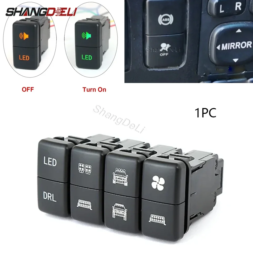 1pc Dual Switch BSM LED DRL napájací spínač prednej hmly Spoľahk na spínač pre FJ Land Cruiser Prado 120 LC100
