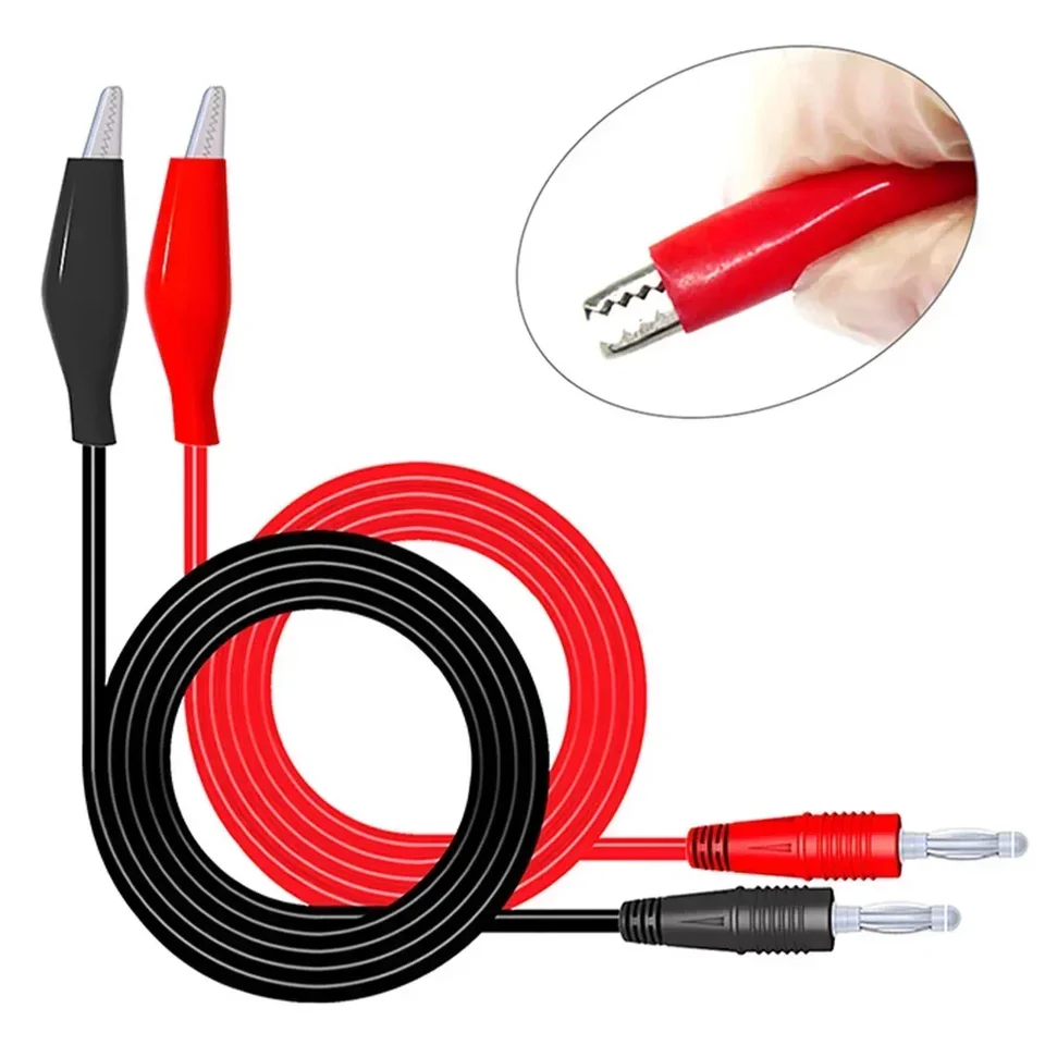 1pc dvojitý steh testovací klipový kábel P1038 4 mm banánová zástrčka do krokodílového svorky Soft Soft Test Multimeter Elektrický testovací kábel Čierna červená