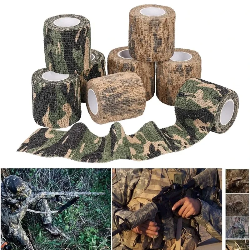 1pc elastická zábalová páska Army Adhesive Outdoor Hunting Stealth Tape vodotesný obal odolný samolepiaci elastický obväz