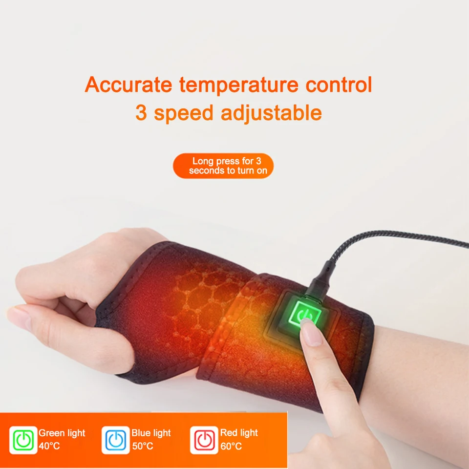 1pc eletrické zahrievanie zápästia Bráčkový kosť podporuje vibrácie Masager Wormwood Hot Compress Arthritis Arthis Lease Rastband Rase Belt