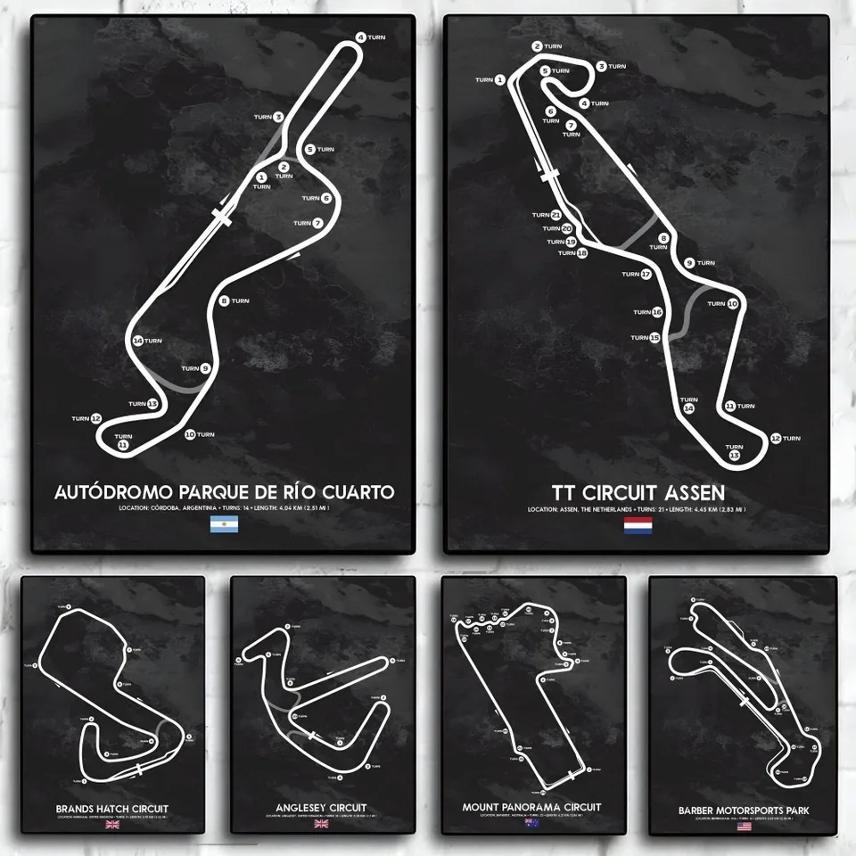 1PC F1 Track MAP plagát Self-pasívny umelecký vodotesný papier papier Coffee House Bar Izba Decor