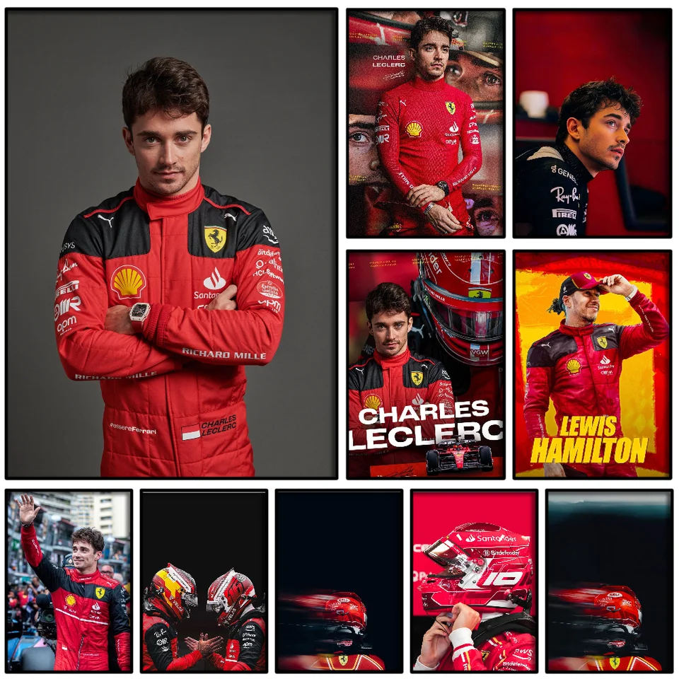 1pc f1 závodný vodič Charles Leclerc plagát Self-pasívny umenia nepremokavá papierová nálepka kaviareň kaviareň bar