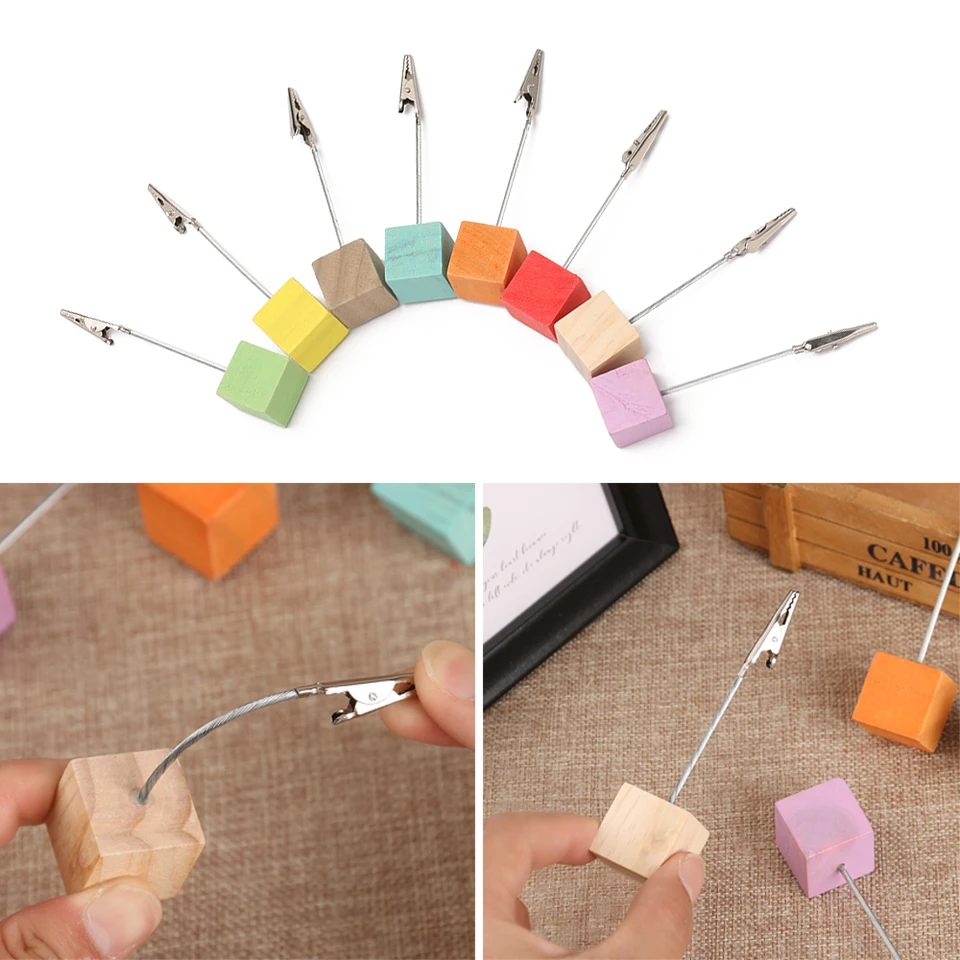 1PC farebné log Square Photos Clips Poznámka držiak na stolné ornamenty Pohľadnica Clamp Message Desktop Deskorácie Dodávky