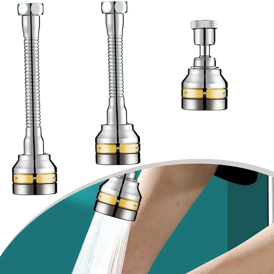 1PC Faucet Extender 360DEG Rotácia Ohybná kuchynská flexibilná flexibilná kohútika Spray Hlava Pripevnenie Tri výtok vody pre umývadlo faucet