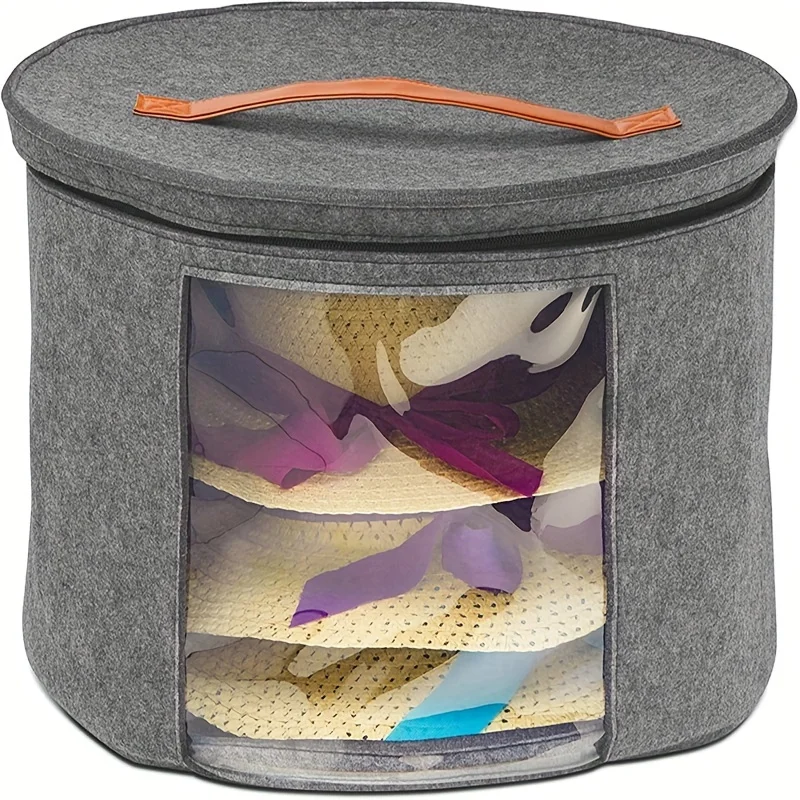 1PC Felt Hat Storage Bucket Detská úložná skrinka ruka v ruke, aby ste sa chránili pred tlakom a taškou na cestovné úložisko prachu