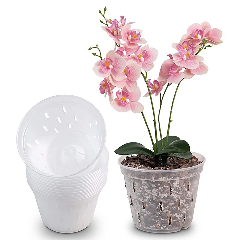 1PC Flowerpot s odtokovými kvetináčmi v zásobníkoch s priehľadnými otvormi Priehľadné orchideové koše plastových priedušných kvetinových kvetináčov