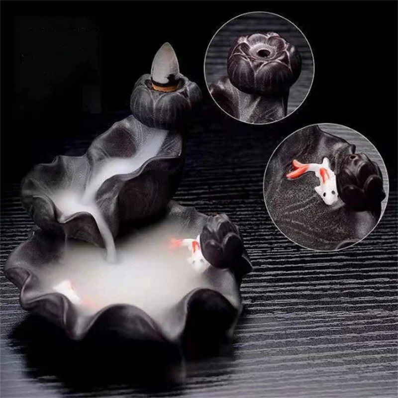 1pc fontána Buddha časť vodopád tvorivý držiteľ mini backflow Teaouse horák kužele Cenzer keramický dom
