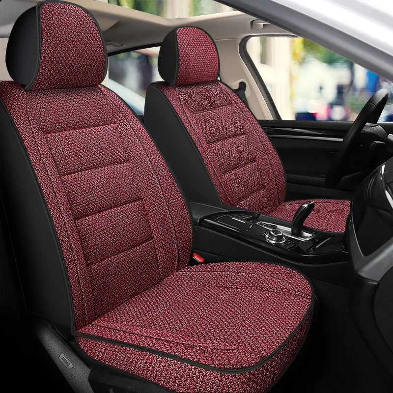 1PC Four Season Universal Linen Fabric Autosed Cover Priedušný predný vankúšový vankúš Fit väčšinu automobilu, vozidlo Van Auto Interiér