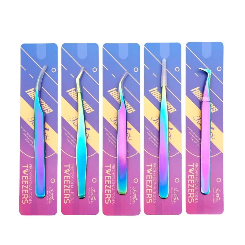 1PC FunMix Nerezová oceľ Pinzery Objem False Ripov na predĺženie pinúry Anti-Static obočie ventilátormi Lashs Pinzers Watchmaker Tool