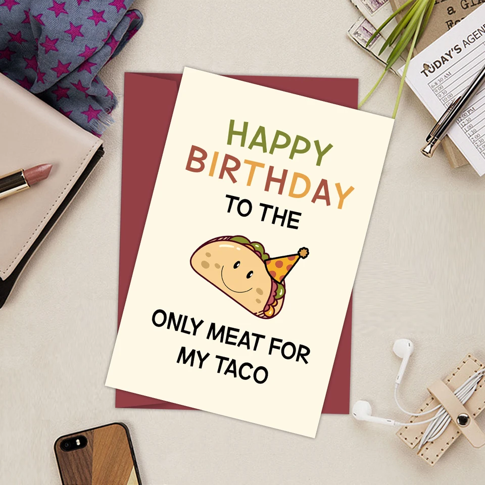 1PC Funny Birthday Card pre neho, nezbedná narodeninová karta, Taco Birthday Card pre manžel priateľu, jedinečné darčeky k narodeninám
