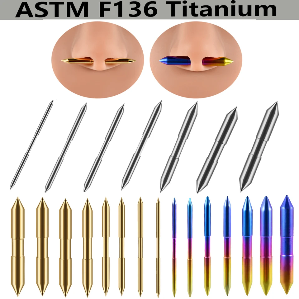 1PC G23 Titánový špičkový gradient Color Bar nos nos punk chrupavka Tragus rovný nos septum piercing šperky 14G-2G
