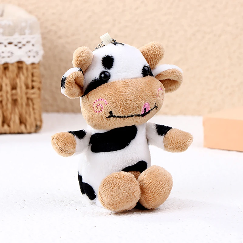 1PC Girls Darček na plyšovú kravskú hračku Keychain mäkké plyšové plnenie dobrej elasticity Doll Dolu Cutoon Kawaii čierne a biele škvrny prívesok