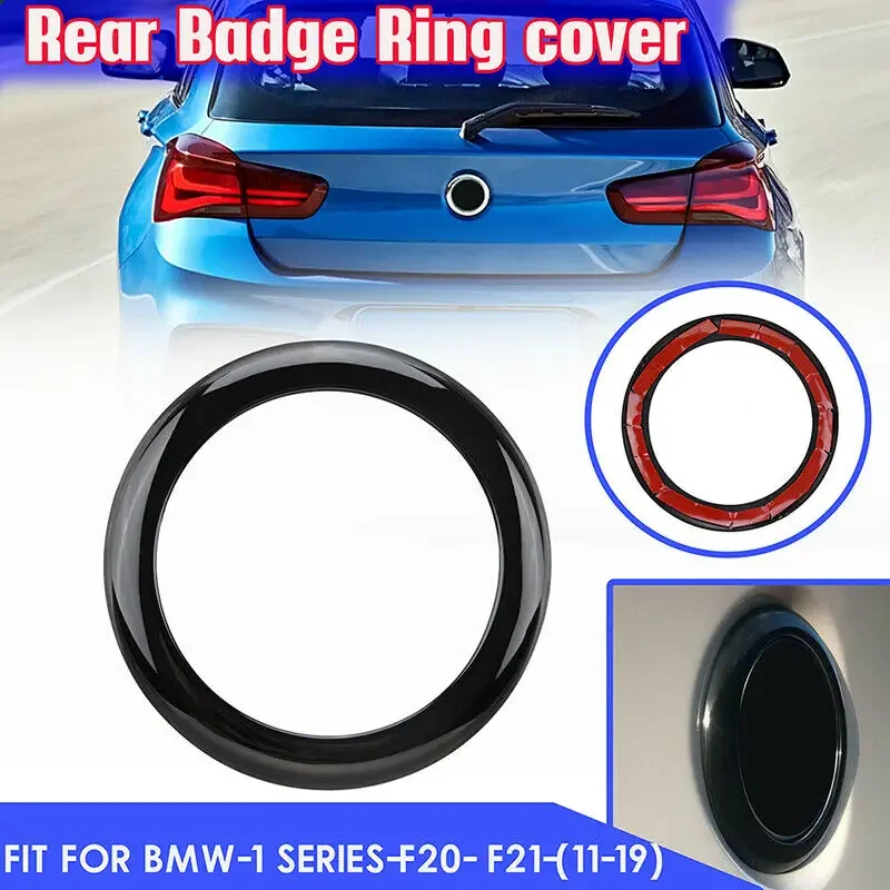 1pc Gloss Black Zadný odznak zavádzací prsteň obklopený pre BMW F20 F21 1 séria M135I M140I Exteriérové ​​diely BMW Zadný štítok Dekoratívny prsteň