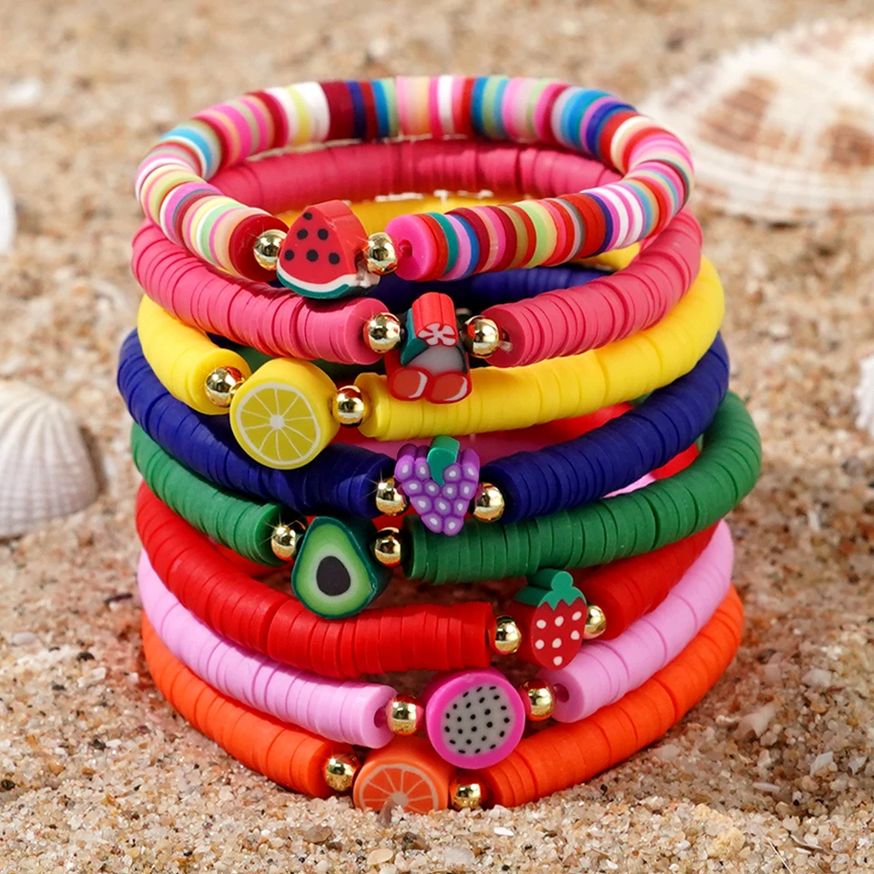 1PC go2boho 2024 České módne ovocie Heishi Náramok ovocia Lady Summer Beach Šperky priateľstvo darček