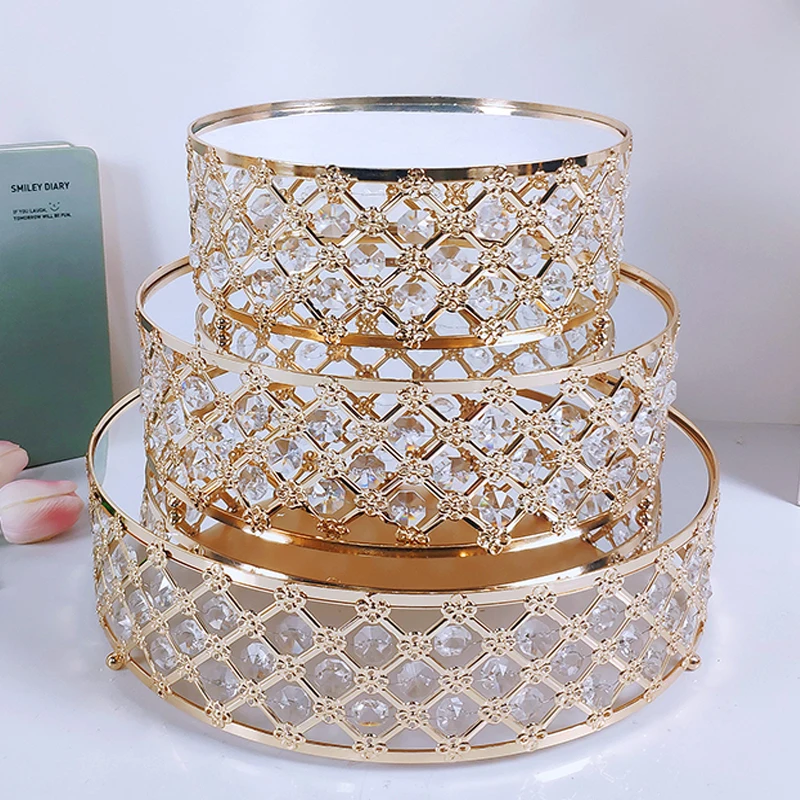 1PC Gold Mirror Metal Cake stojan Round Cupcake Svadobná narodeninová oslava dezert podstavca Diszert Doska Domáca dekorácia