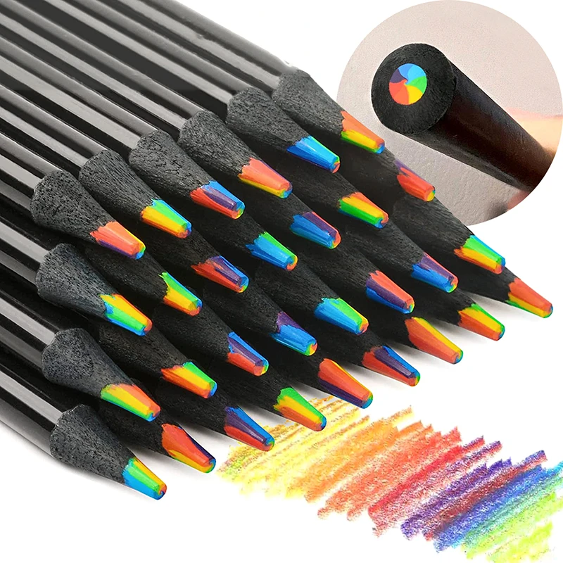1PC Gradient Dúhové ceruzky Jumbo-farebné ceruzky Viacfarebné ceruzky pre študentské umenie kreslenie sfarbenie na skicovanie 7 farieb