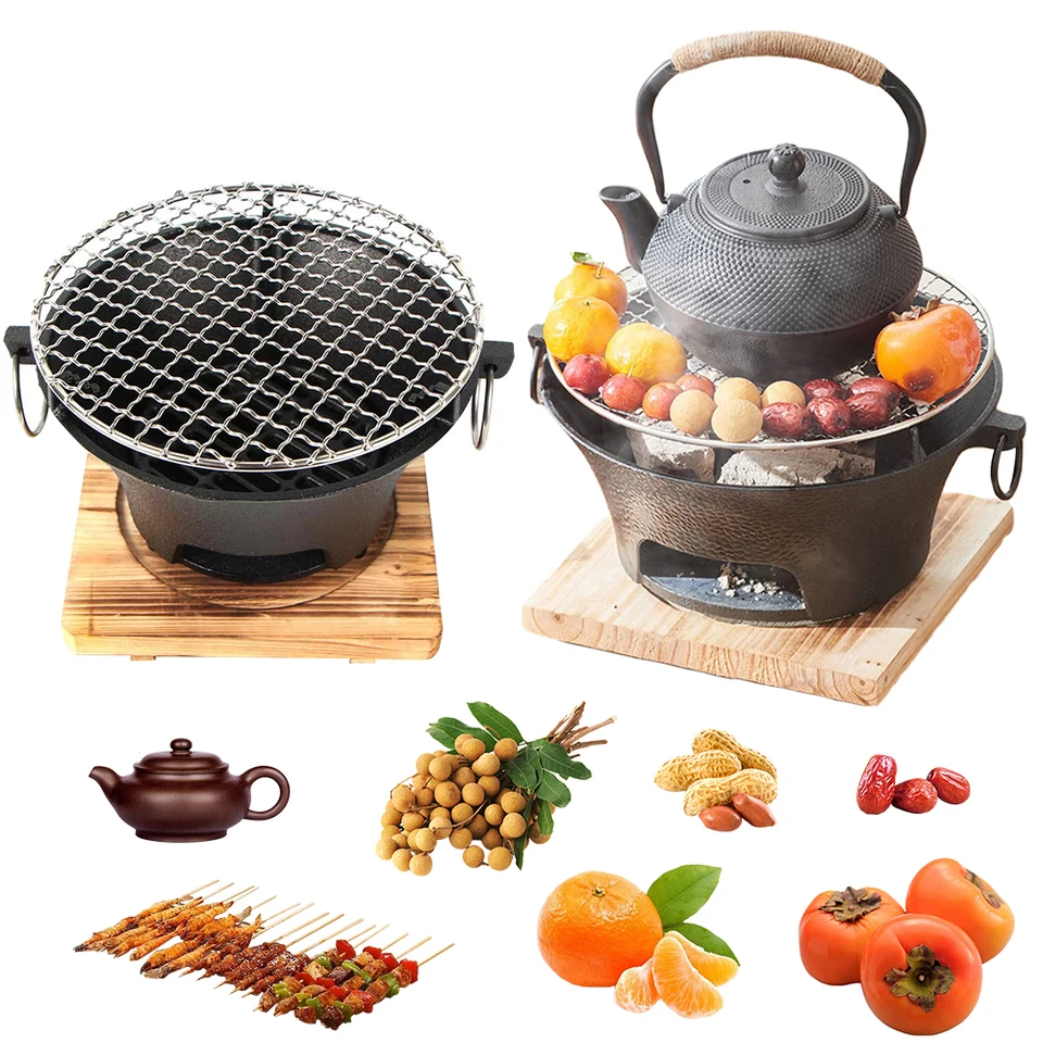 1pc gril kachle stolové liatinové uhlie kachle Round Grill Styl pre rodinné stretnutie BBQ Party
