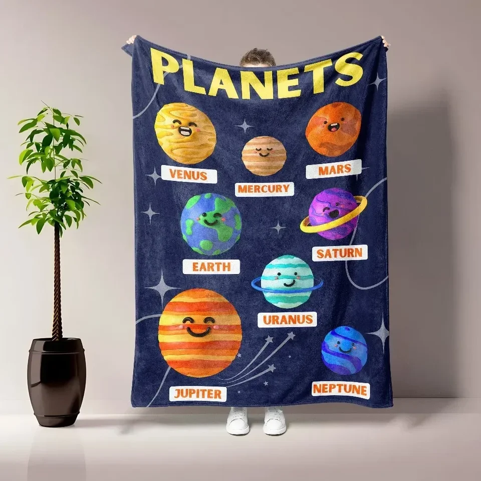 1PC HD Vytlačené flanelové tenké prikrývky karikatúry Kartané planéty celú sezónu Používajte pre pohovky obývacie izby cestovné piknikové prikrývky