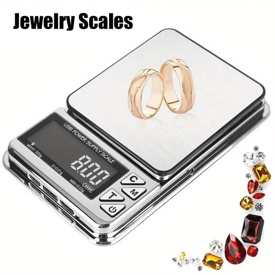 1pc High Precision Electronic Scale 0,01G Digitálny LCD Počet z nerezových vreckových váh Šperky, karátová stupnica, napájací zdroj USB
