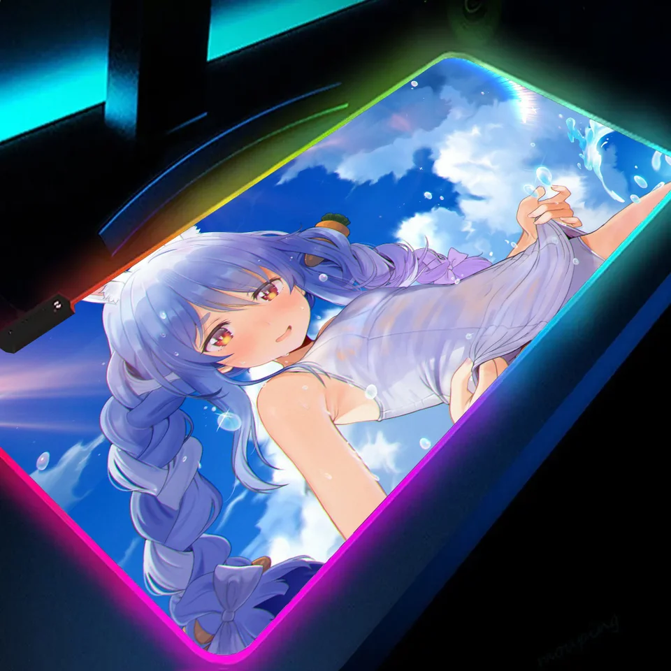 1pc Hololive USADA Pekora Game Anime Mat XXL RGB Gaming Mouse podložky