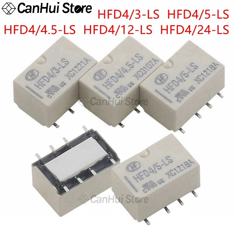1PC HongFA Magnetické hybné relé HFD4/3-LS HFD4/4,5-L HFD4/5-LS HFD4/12-LS HFD4/24-LS 3V, 4,5V 5V, 12V, 24V 2A 8PIN SMD SMT