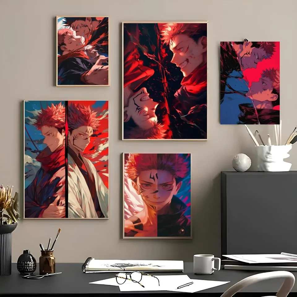 1pc horúce anime cool znaky yuji itadori s dvoma tvárami Sukuna plagát HD Plagáty domovská izba Bar kaviareň dekora