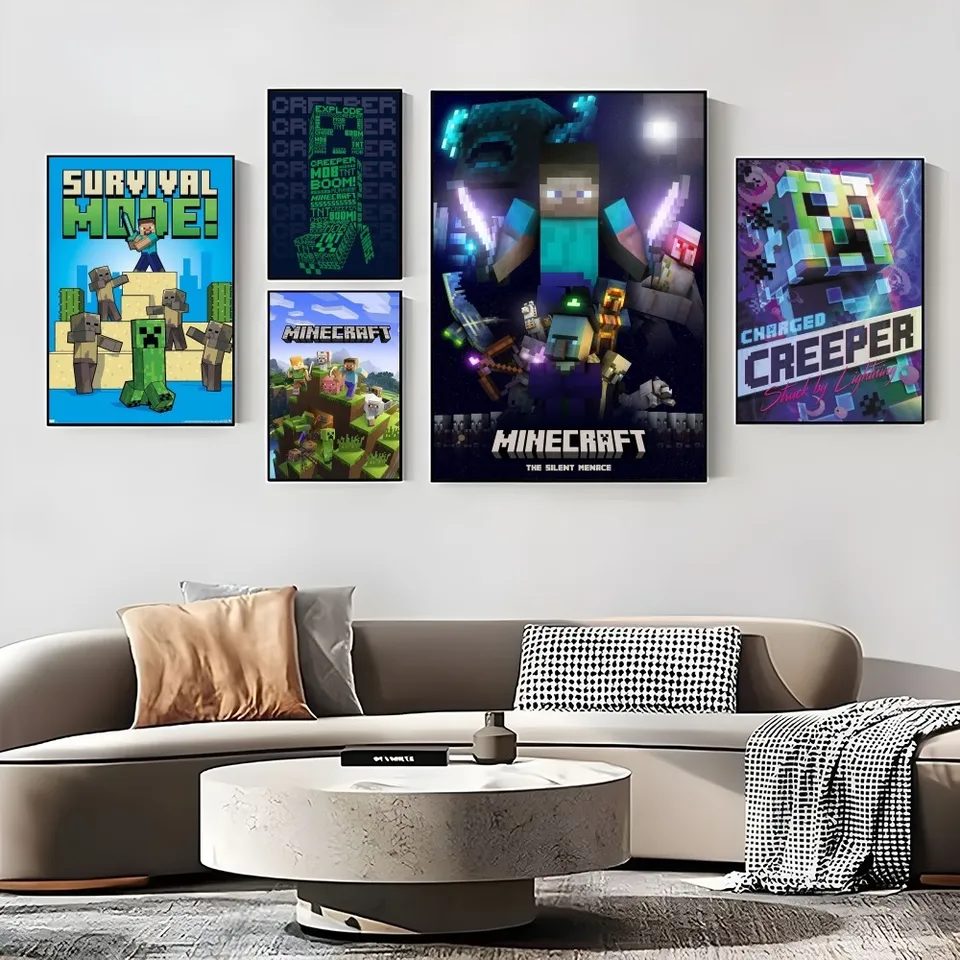 1pc hra M-Minescrafts klasický anime plagát výtlačky Perfektný dizajn Nordic Modern Obývacia izba Domovod
