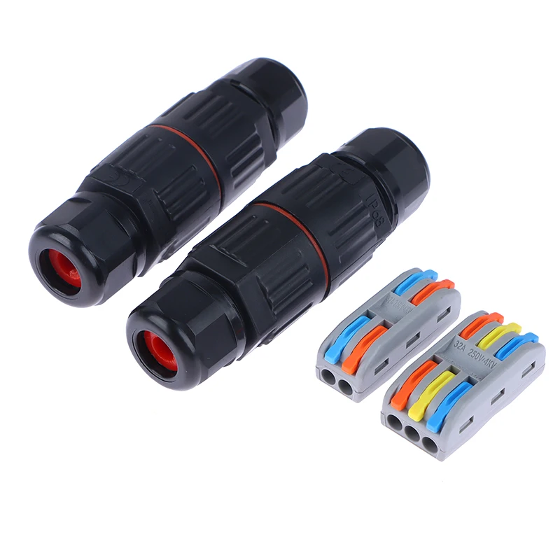 1pc IP68 Elektrický vodotesný kábel konektora 2/3 kolíkovej zástrčky rovná rýchly stlačte do konektora vodiča svorky