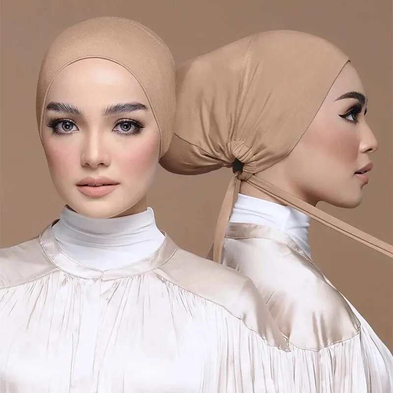 1pc islamský moslimský vlastný vnútorný hidžáb Ženy priedušné elastické bavlnené dres