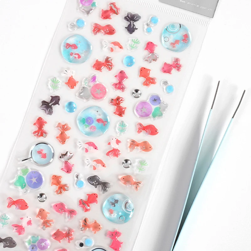 1PC Japan Japan Goldfish Epoxy Crystal Glue Sticker Sticker Puzdro Nálepka Denník Denník Notebook Dekorácie Kreatívne darčeky