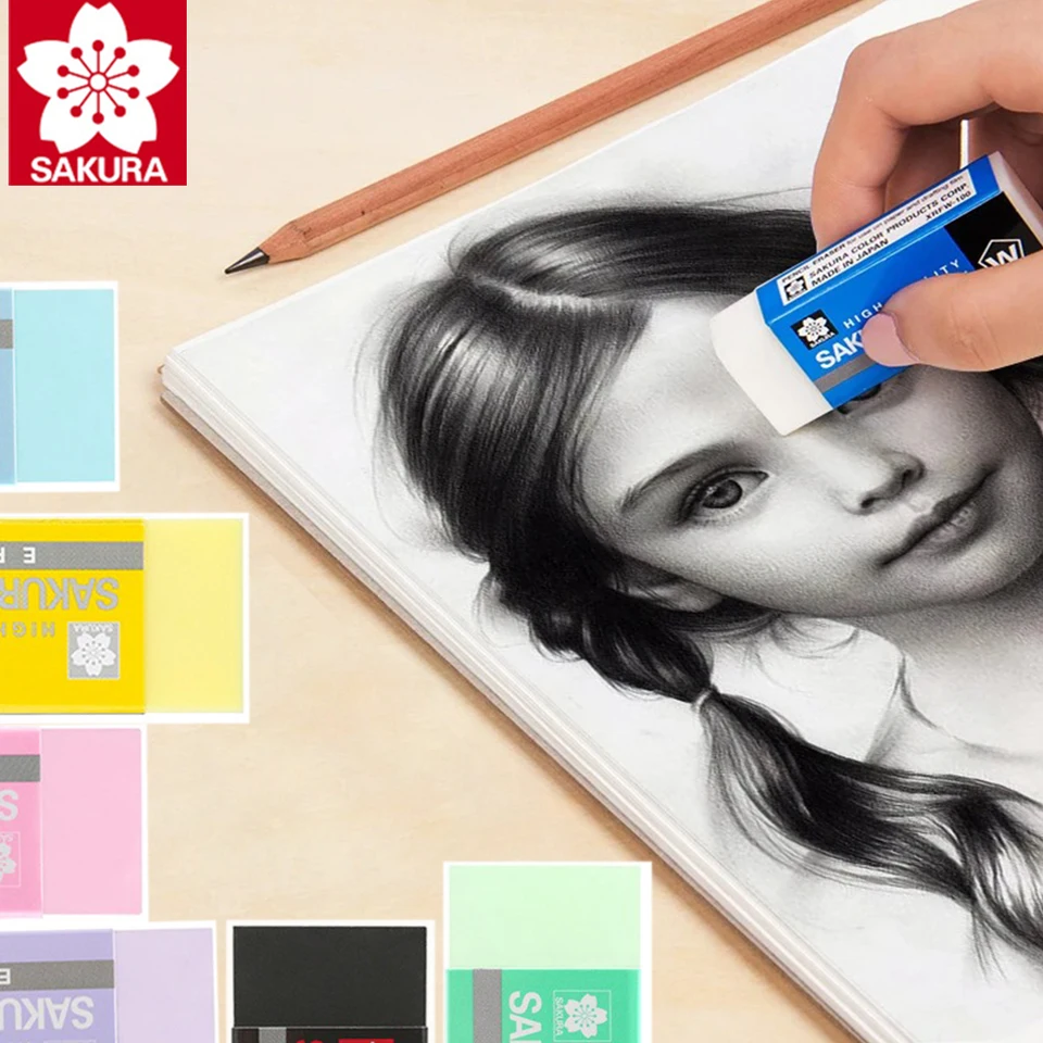 1pc Japonsko Sakura Eraser bez trosiek bez trosiek XRFW-60 Ultra Clean Eraser School Acsesories späť do školskej školy Kawaii Stationaly