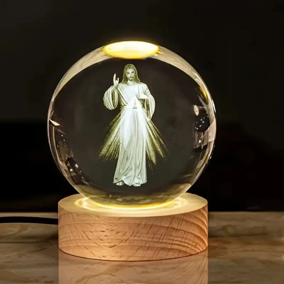 1pc, Ježiš láka náboženské nočné svetlo, priemer 2,36 alebo 3,15 palca, narodeninové darčekové sklo Globe, domáca stolová lampa dekorácia s