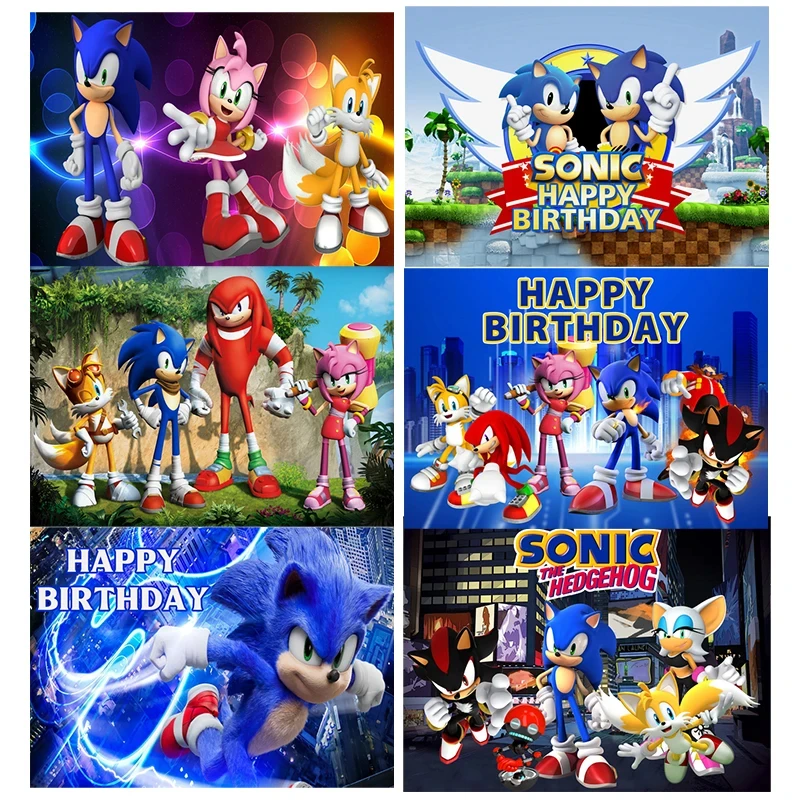 1pc karikatúra Sonic Blue Party Pozadie dekorácie Boy Birthday Photograph