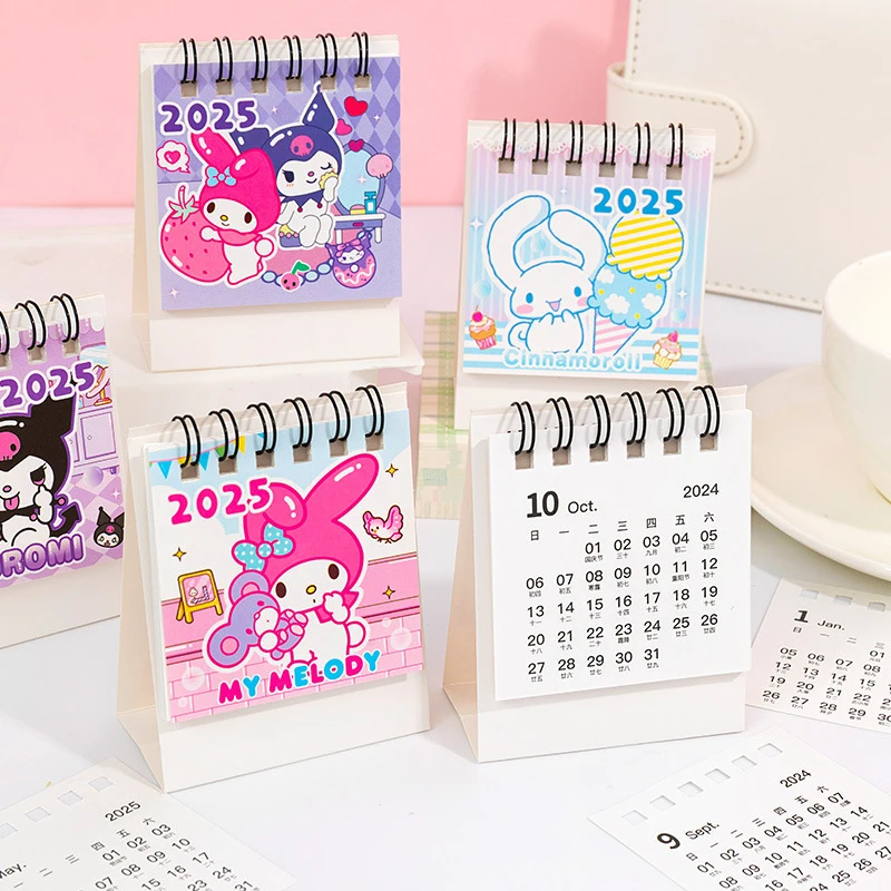 1PC Kawaii Sanrio Kuromi Mini Kalendár 2025 Desk Calendar na zoznam zoznamov denného mesačného ročného plánovača Time manement DIY Dekorácia