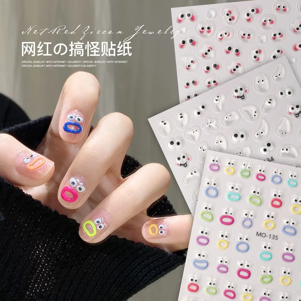 1pc kawaii ústa monster nechtov nalepky roztomilé želé vtipné nálepky Slider DIY na nechty dekorácie ins v štýle nechtových nálepiek#nk