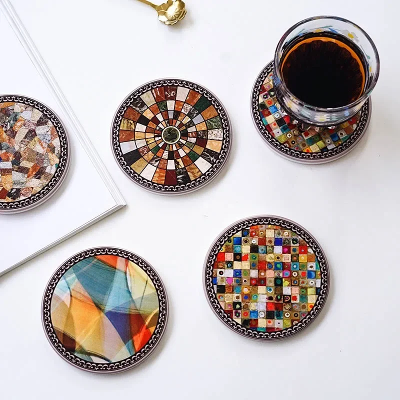 1pc keramické tácky Terrazzo mramorové keramické tácky pre drevený stôl vhodné pre druhy šálok domáci dekor Posavasos
