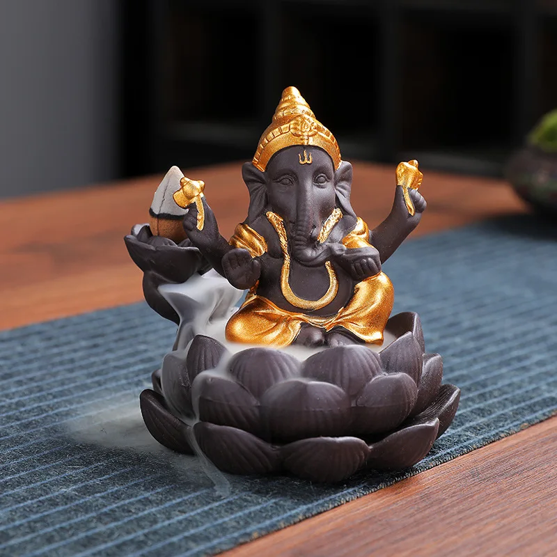 1pc, keramický lotos indický ganesha slon boh bohov Buddha sochy backflow kadidla horák Buddha