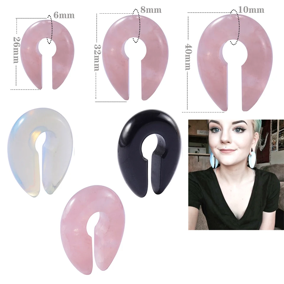 1PC Keyho dierka ružová čierna prírodná kamenná váha uší, závesný expandér uší piercing plug 6 mm a 8 mm a 10 mm náušnice módne piercing šperky