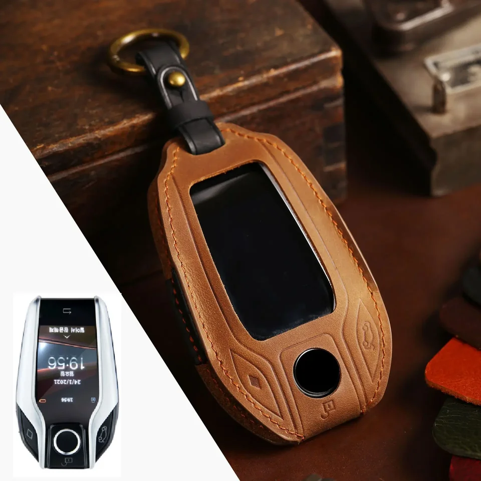 1pc kožené krytiny automobilu kryt shell fob pre LCD obrazovku BMW 5 7 Series G11 G12 G30 G31 G32 I8 I12 I15 G01 X3 Auto príslušenstva