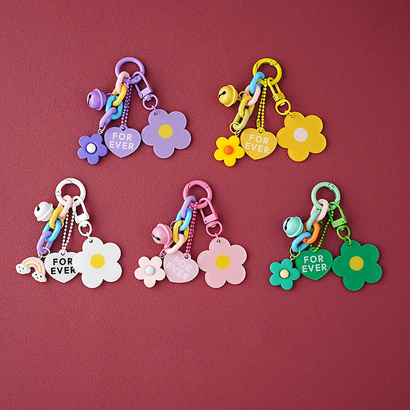 1pc kreatívne cukrovinky Farba kvetu srdce prívesok Keychain roztomilý malý kvetinový kľúče vrecko na kvetináč prívesok príslušenstvom náhlavná súprava dekorácie